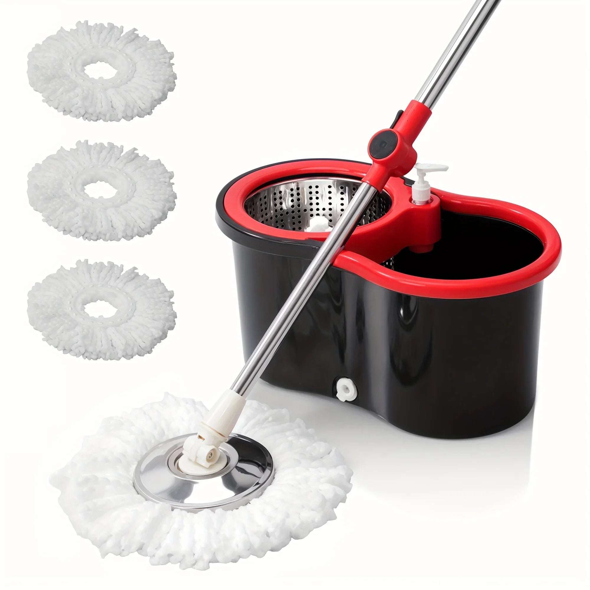 Hot Sale Heavy Duty Spin Mop Bucket System, 360° Rotating Floor Cleaner for Home, Adjustable Stainless Steel Handle, 3 Mop Heads