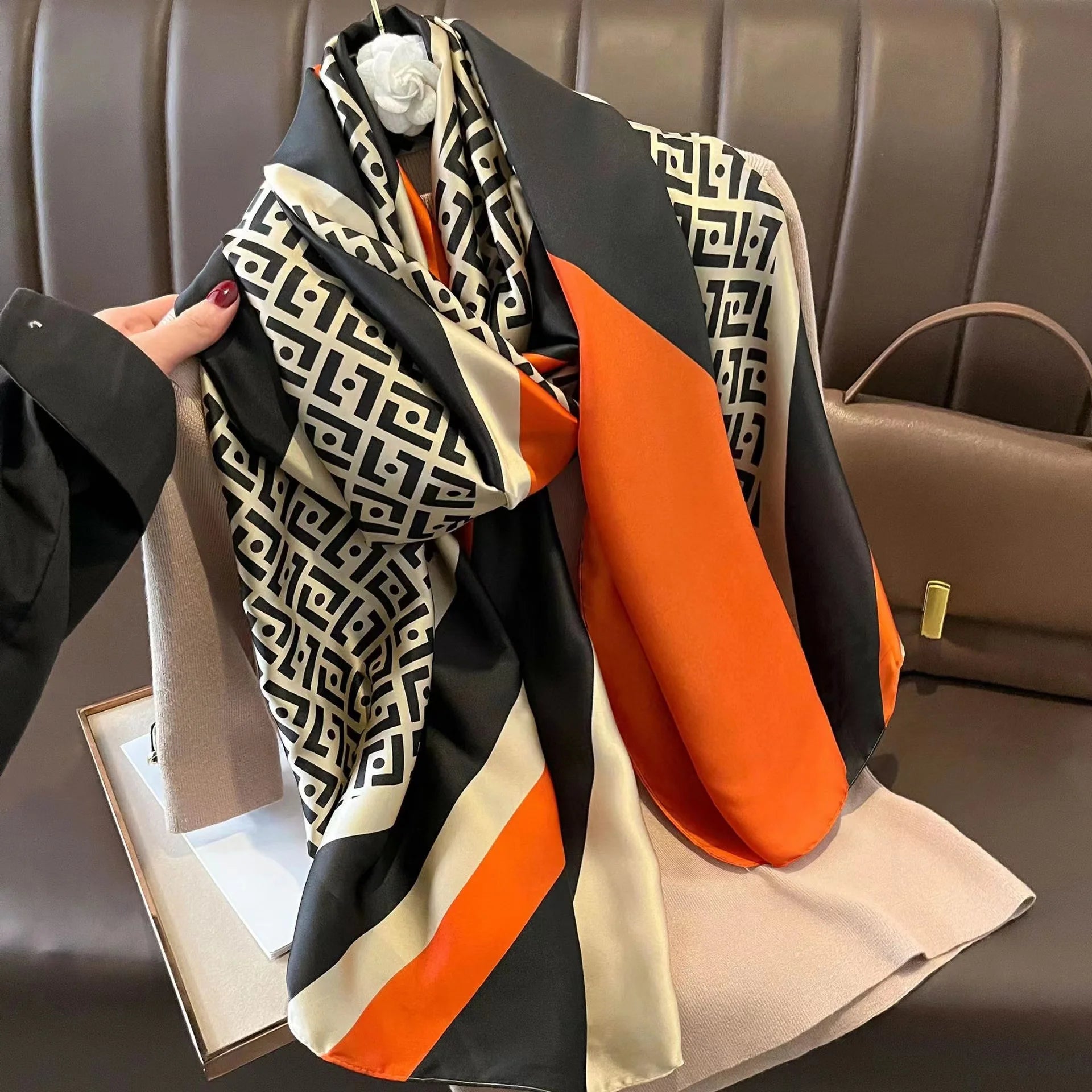 Large Silk Scarf for Women Soft Stylish Summer Wrap - Smarsty