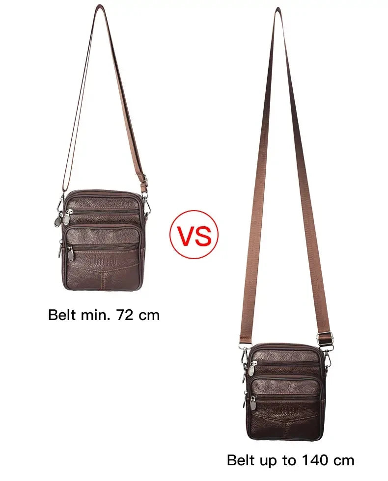 Mens Genuine Leather Crossbody Bag Vertical Multifunctional - Smarsty