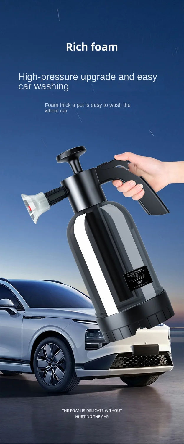 2L Hand Pump Foam Sprayer with 3 Types of Nozzle Hand Pneumatic Foam Cannon Snow Foam Car Wash Spray Bottle Car Window Cleaning - Smarsty