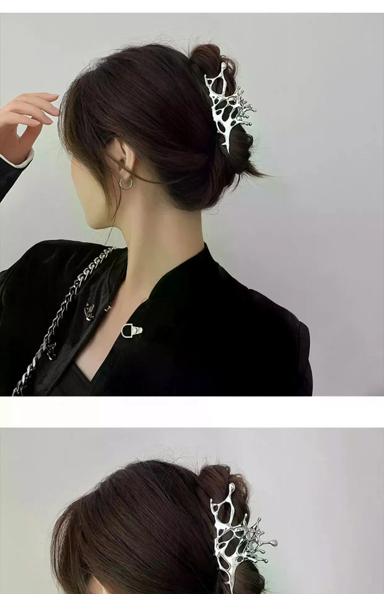 Large Metal Claw Clips For Women Strong Hold Silver - Smarsty