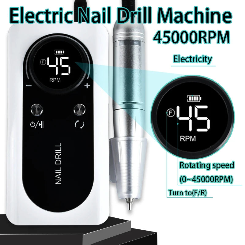 Rechargeable Electric Nail Drill Machine with High Speed - Smarsty