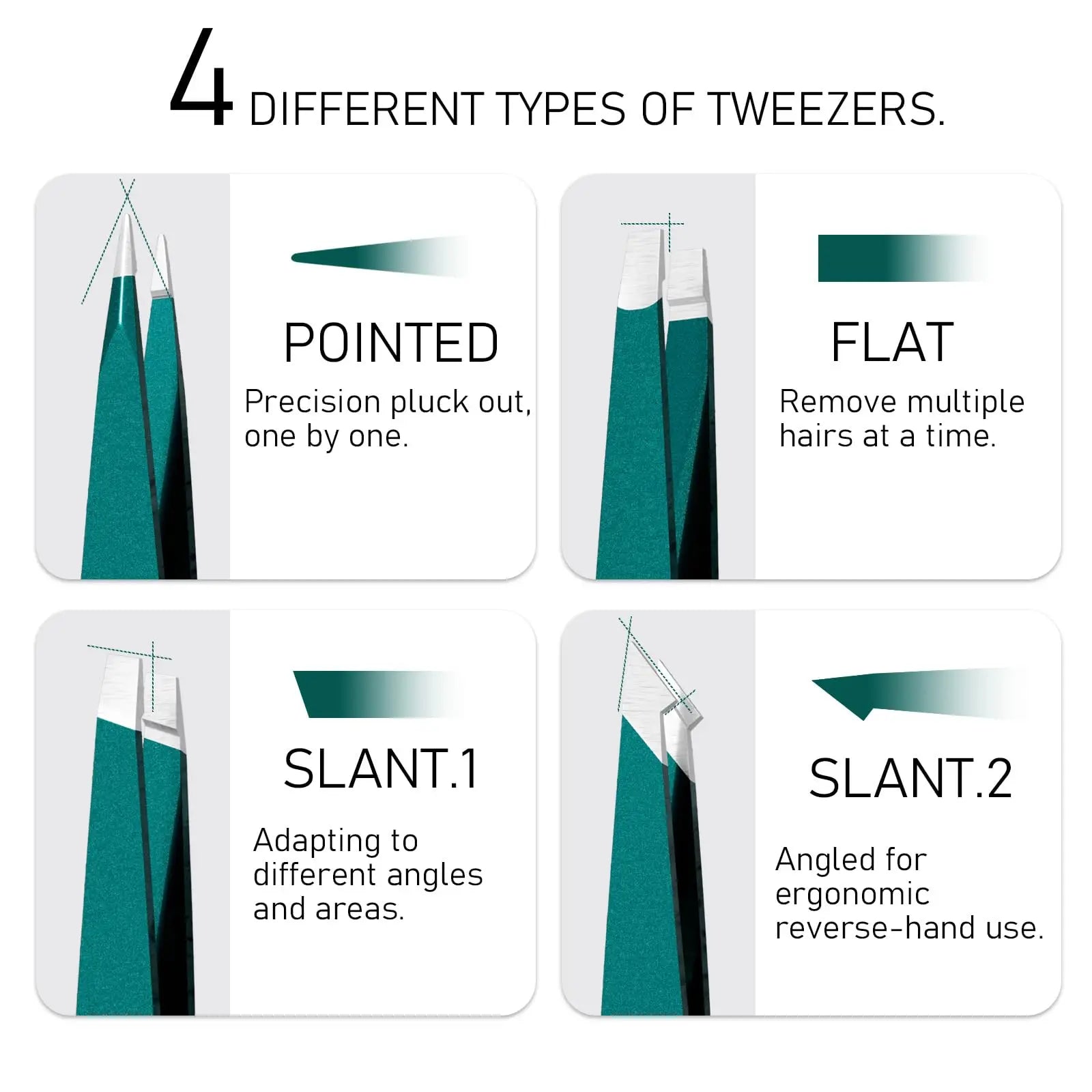 Colorful Stainless Steel Eyebrow Tweezers Set for Precision Hair Removal - Smarsty