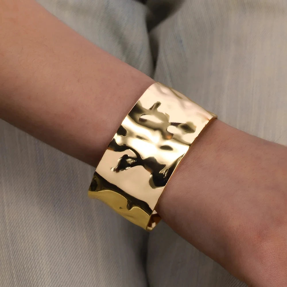 Gold Color Stainless Steel Cuff Bracelet for Women - Smarsty