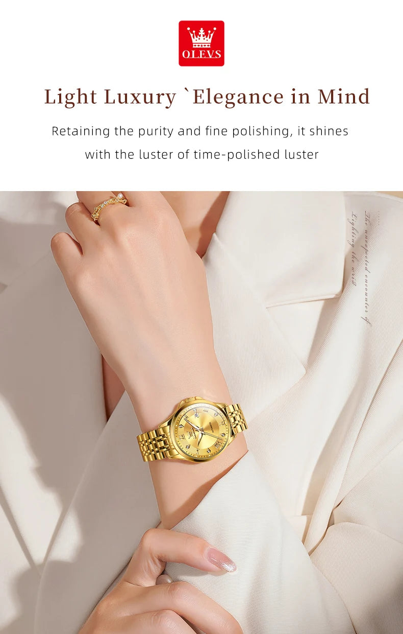OLEVS Women's Stainless Steel Automatic Watch with Dual Calendar - Smarsty