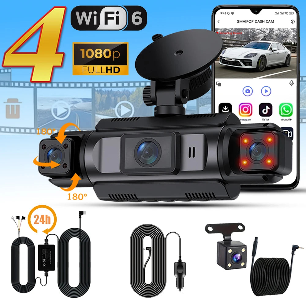 4Channel WiFi Dash Cam Night Vision With Loop Recording - Smarsty