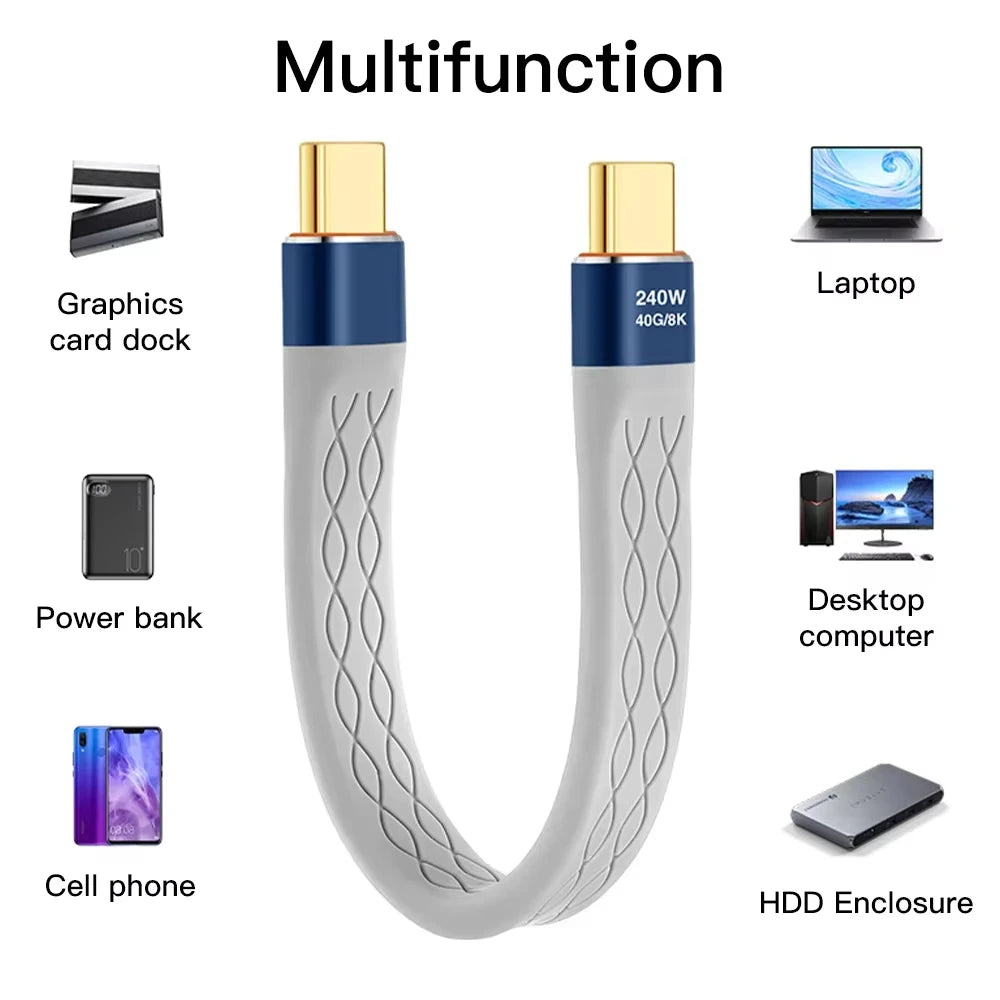 USB C to USB C Fast Charging Cable 240W 8K Data Transfer - Smarsty