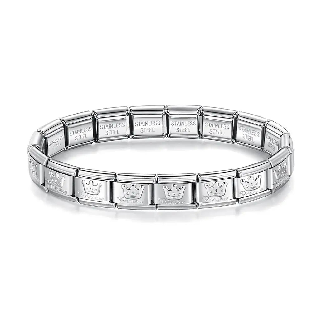 Italian Charm Stainless Steel Elastic Link Bracelet - Smarsty