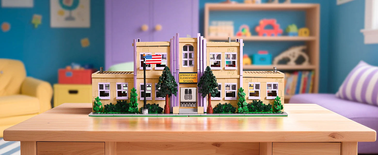 3500PCS Springfield Elementary School Building Blocks Idea Anime Street View Modular Architecture Brick Model Toy Christmas Gift