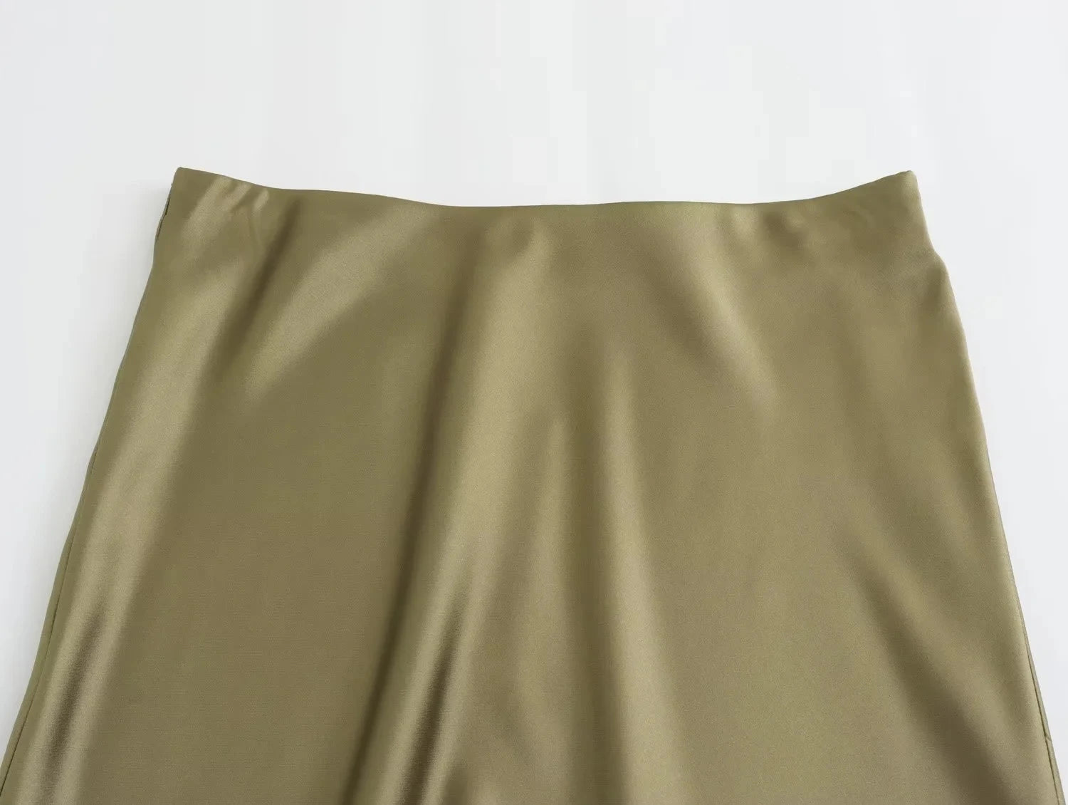 TRAFZA 2024 Y2K Casual Women Long Skirt Spring Elastic High Waisted A-Line Casual Female Satin Skirts High Street Lady Skirts - Smarsty
