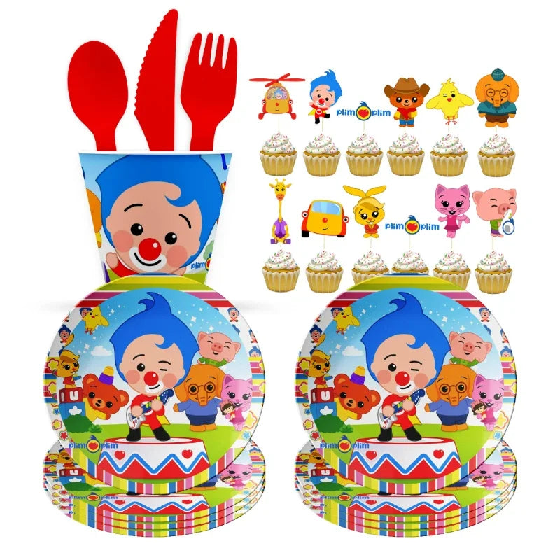 Cartoon Clown Baby Shower Party Supplies Set - Smarsty