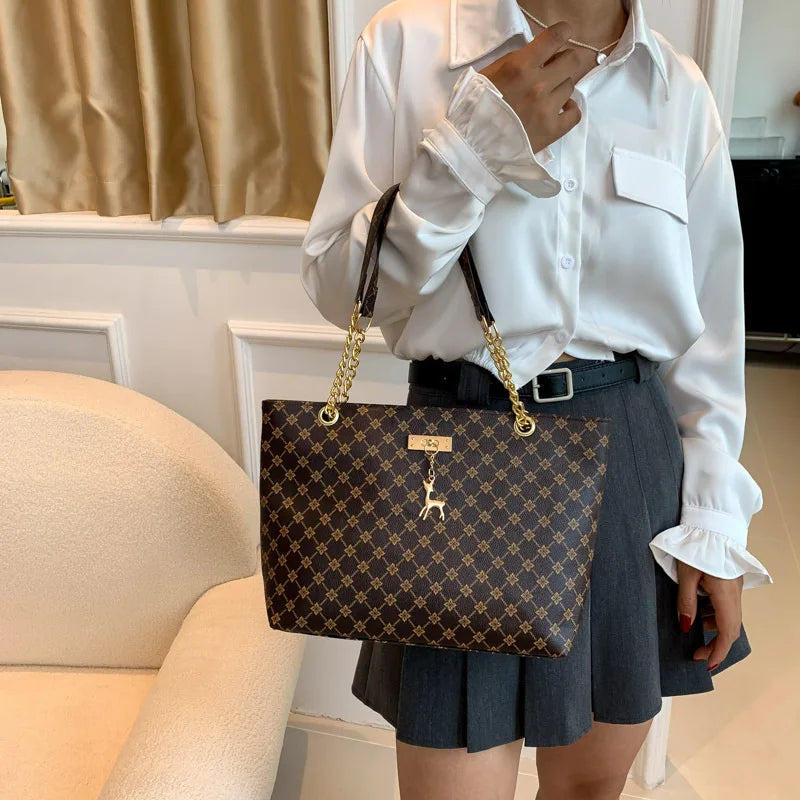 Soft Leather Tote Bag For Women With Hanging Accessories - Smarsty