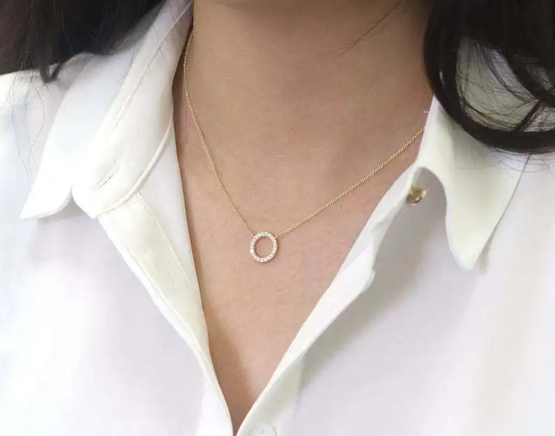 Delicate Gold Crystal Circle Stud Earrings Minimalist - Smarsty