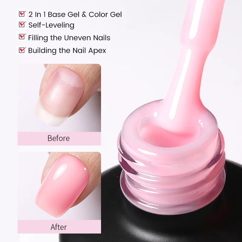 Born Pretty Milky Pink Rubber Base Gel Polish 15ml Self Leveling Formula - Smarsty