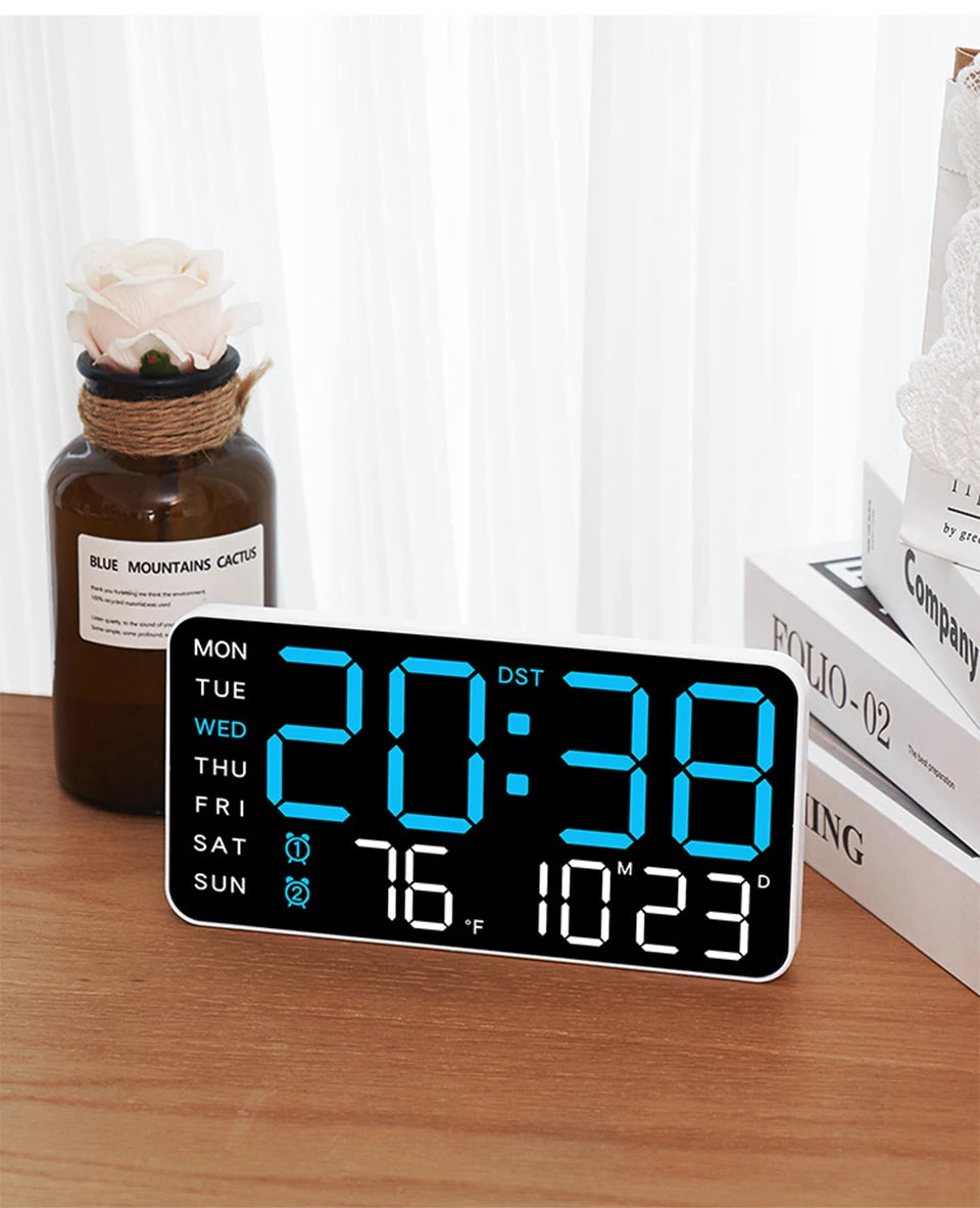 Large Digital Wall Clock with Temperature and Date Display - Smarsty