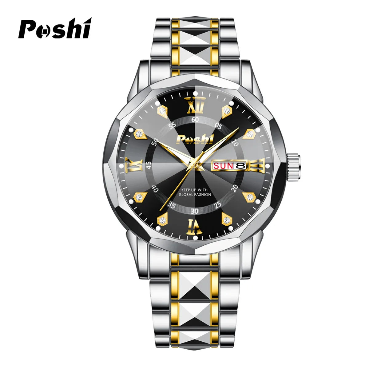 Poshi Men's Waterproof Luminous Quartz Watch with Dual Calendar - Smarsty