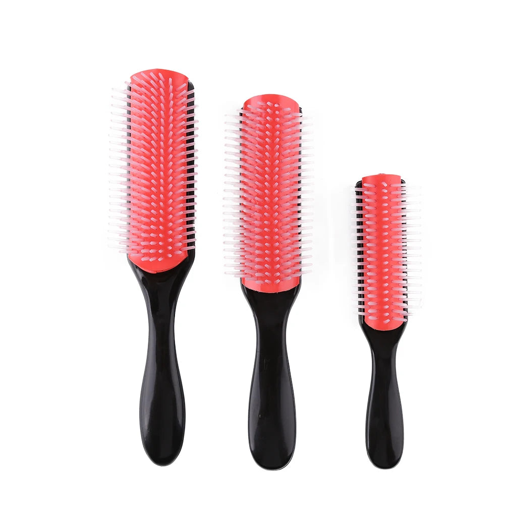 9-Rows Detangling Hair Brush Denman Detangler Hairbrush Scalp Massager Straight Curly Wet Removable DIY Hair Comb Brush