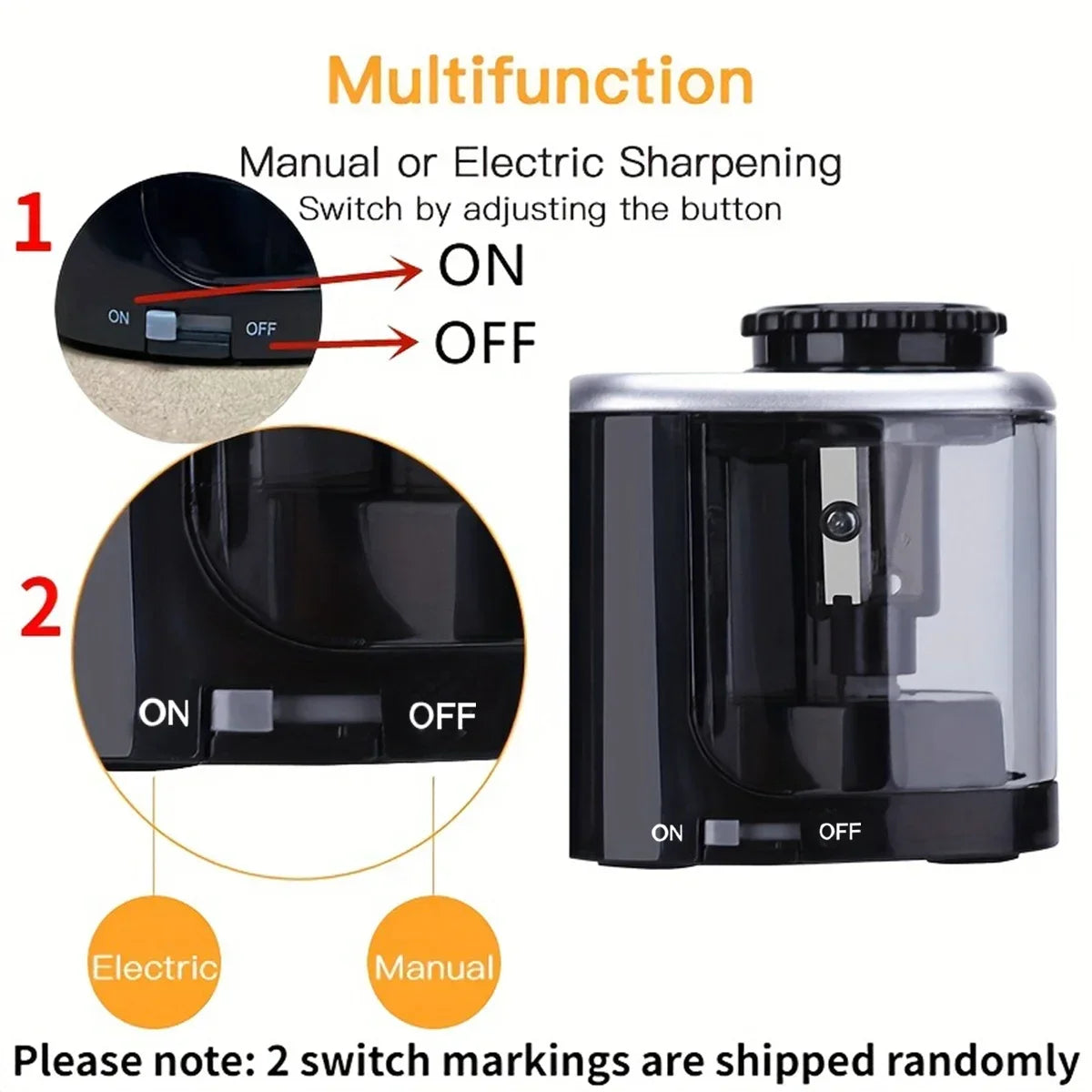 Electric Sharpener Assembly Desktop Automatic Pencil Sharpener Suitable To Pencils (6-8mm) for Students School Office Stationery - Smarsty