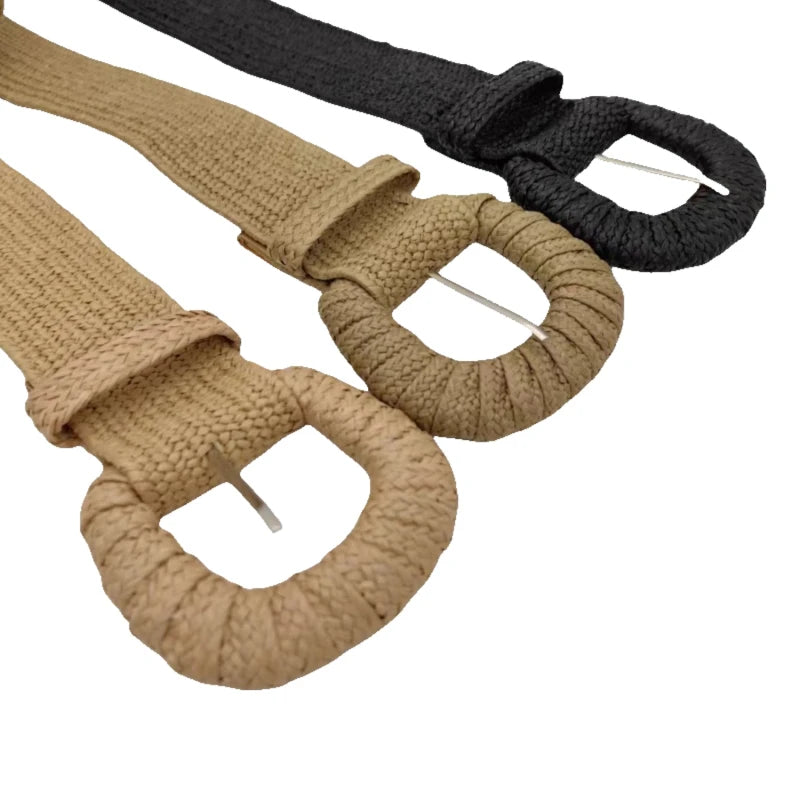 Retro Women Braided Wide Pin Buckle Belt Summer Fashion - Smarsty
