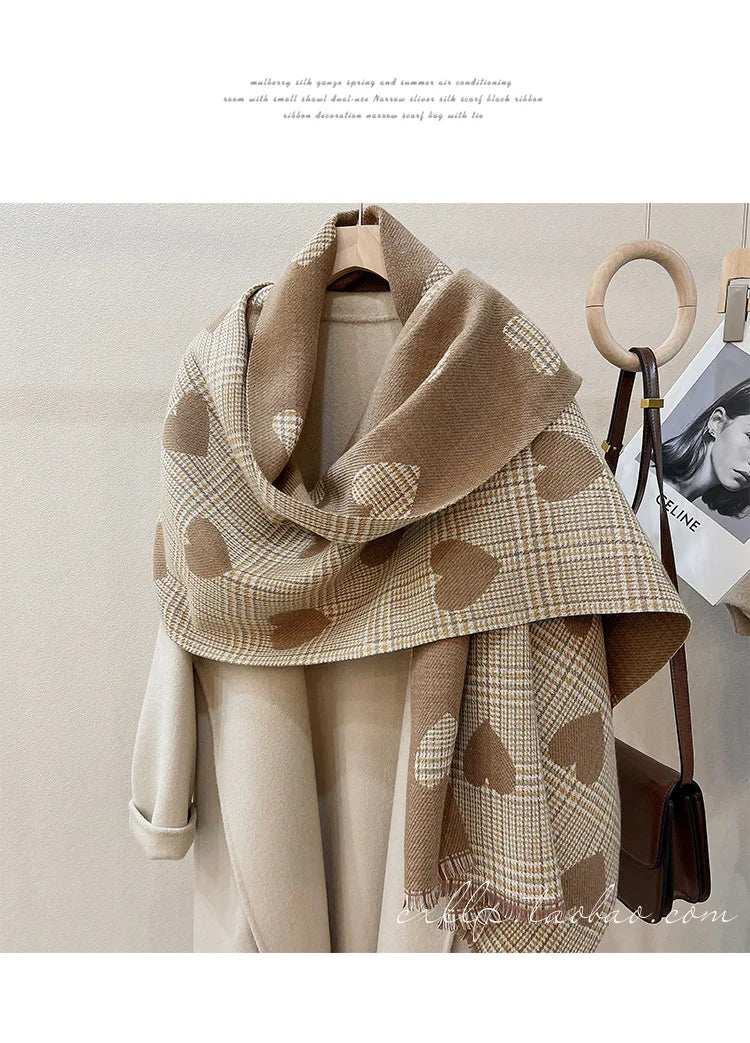 Double Side Cashmere Scarf Warm Thickened Winter Wrap - Smarsty