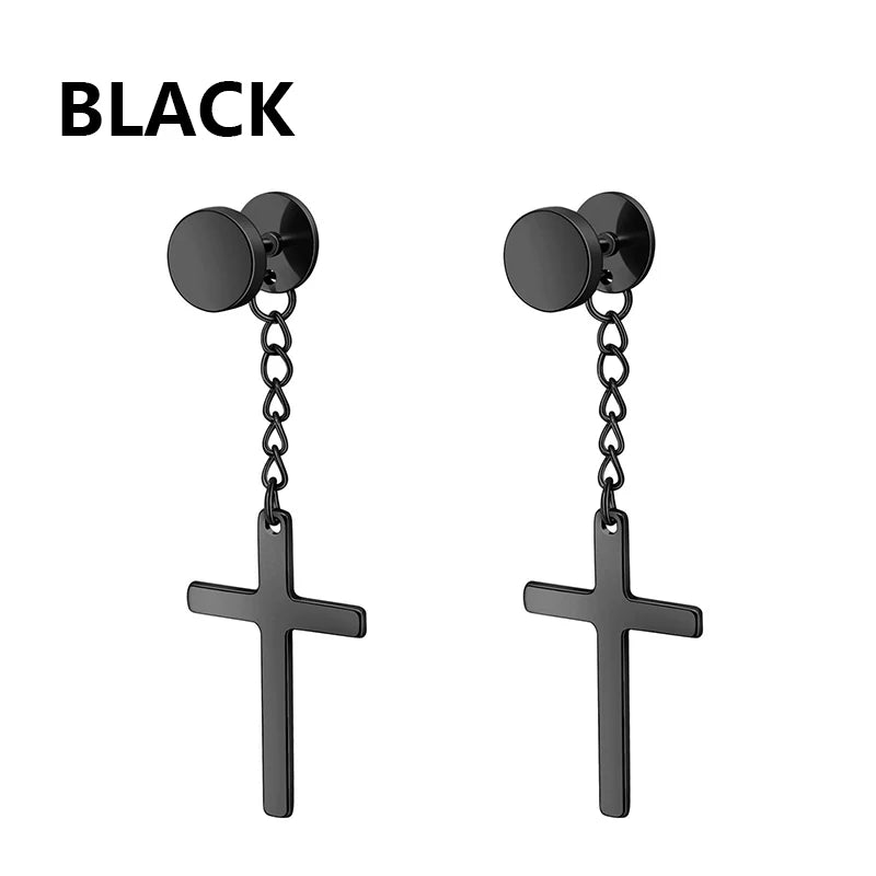 Stainless Steel Cross Dangle Earrings for Men and Women - Smarsty