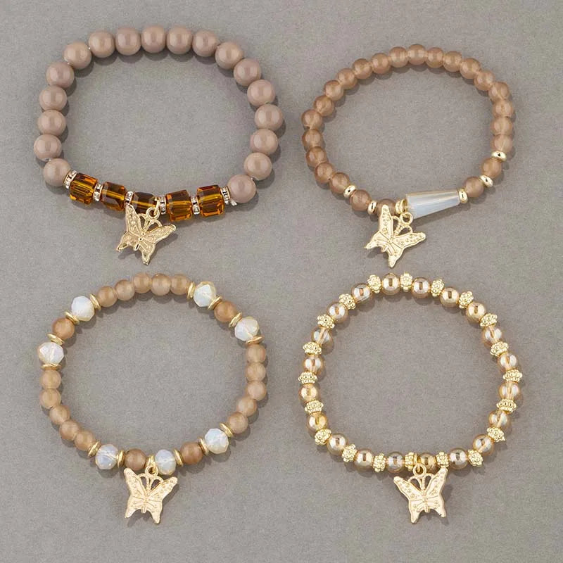 Trendy Butterfly Beaded Bracelet Set for Women - Smarsty