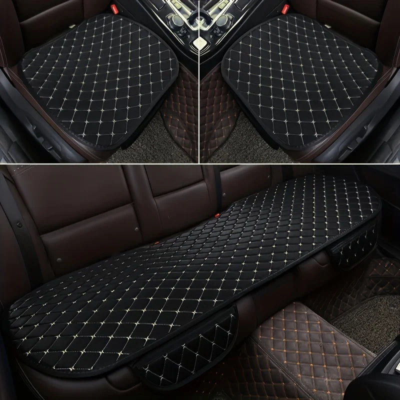 Cotton Linen Car Seat Covers Set Three Piece Universal - Smarsty