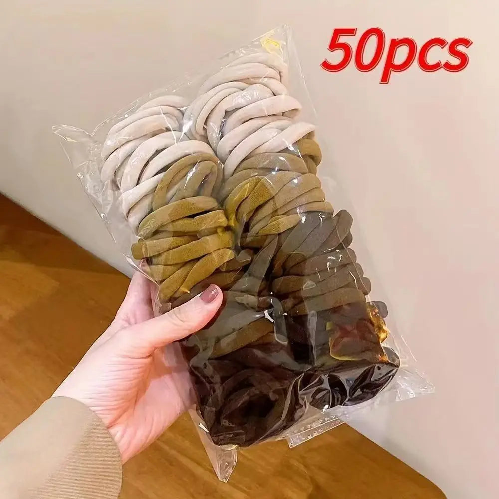 50 Pack Nylon Scrunchies Soft Stretchy No Damage Hold - Smarsty