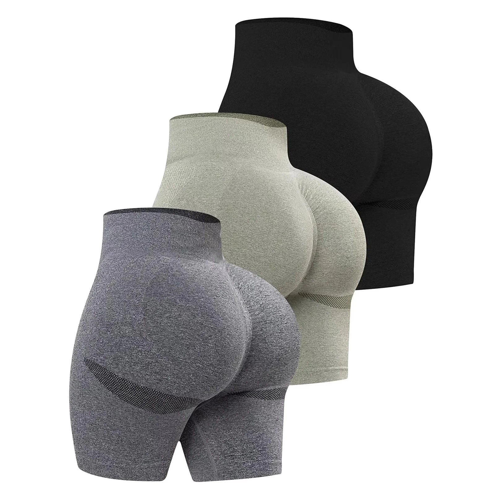 Seamless Sports Women Shorts Muliticolor Yoga Shorts Stretchy High Waist Running Cycling Leggings Hip Liftting Solid Gym Shorts - Smarsty