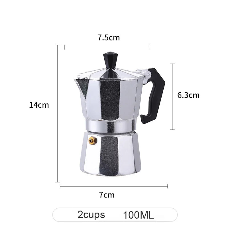 Aluminum Coffee Kettle Latte Percolator Home Italian Octagonal Moka Coffee Pot Office Travel Outdoor Camping Espresso Tea Pot