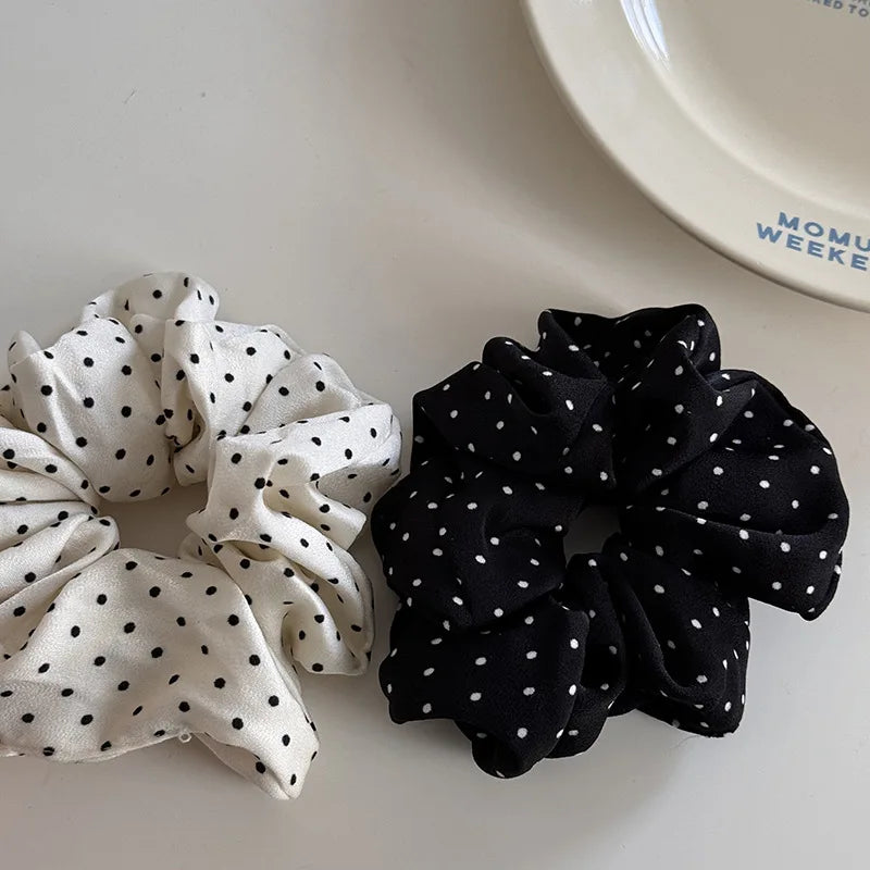 Elegant French Dot Scrunchies Soft Elastic Hair Ties - Smarsty