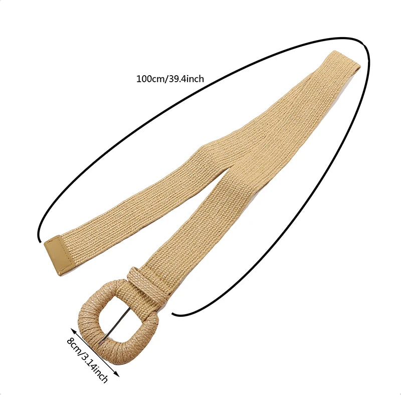 Retro Women Braided Wide Pin Buckle Belt Summer Fashion - Smarsty