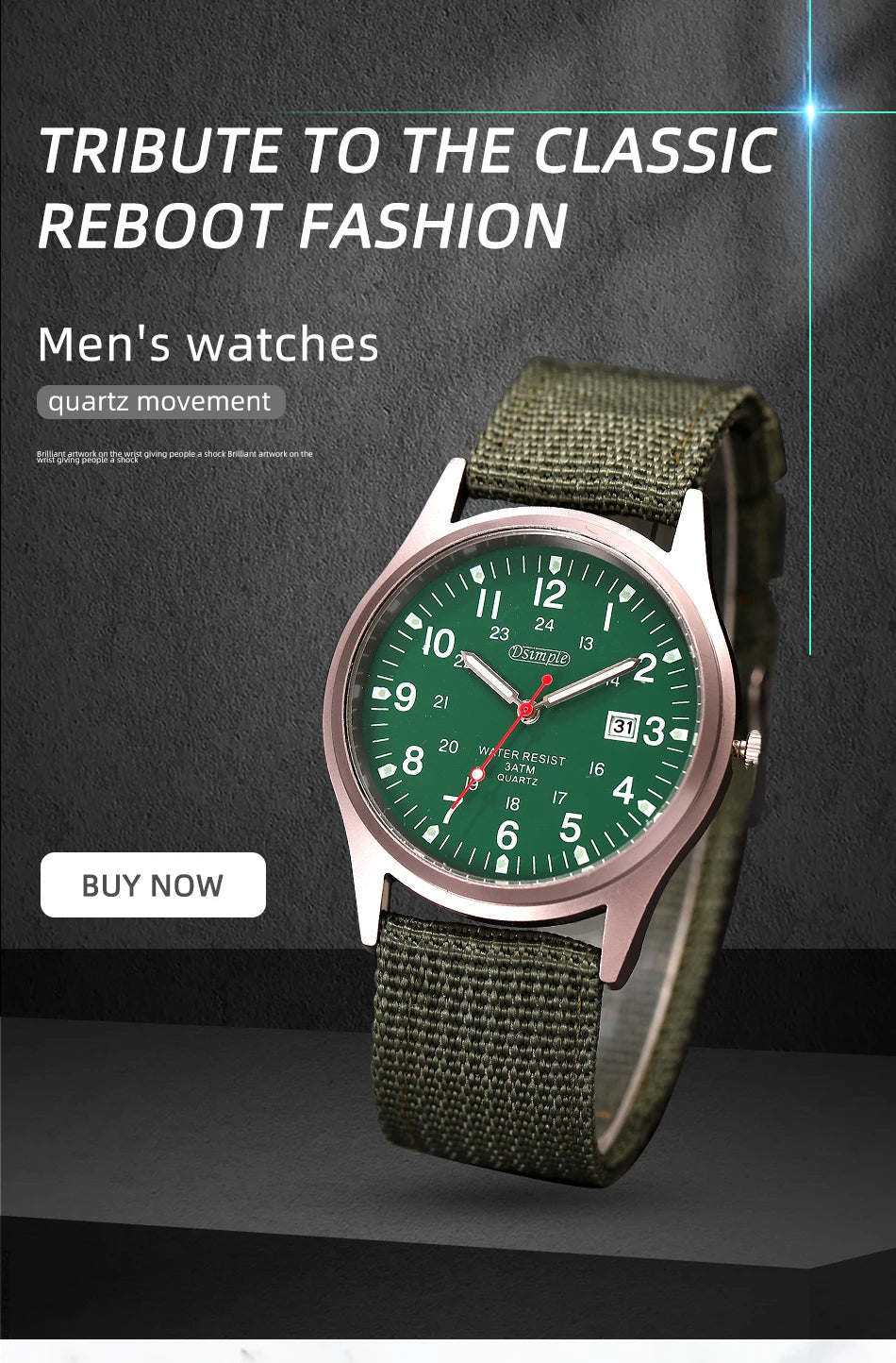 Luxury Mens Luminous Quartz Watch with Calendar - Smarsty