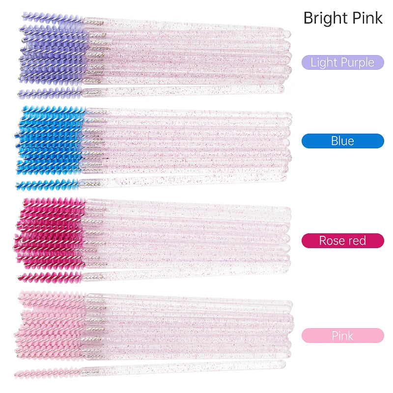 50 Pcs Disposable Eyelash Brushes with Diamond Handles - Smarsty