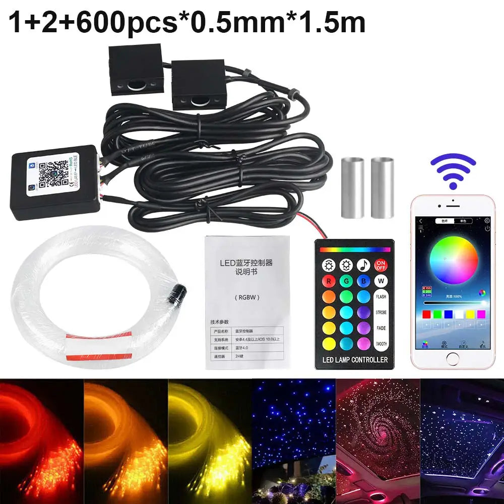 16W Fiber Optic Star Ceiling Lights Atmosphere APP Control Fashion Ceiling Roof Car Star for Car Home Party