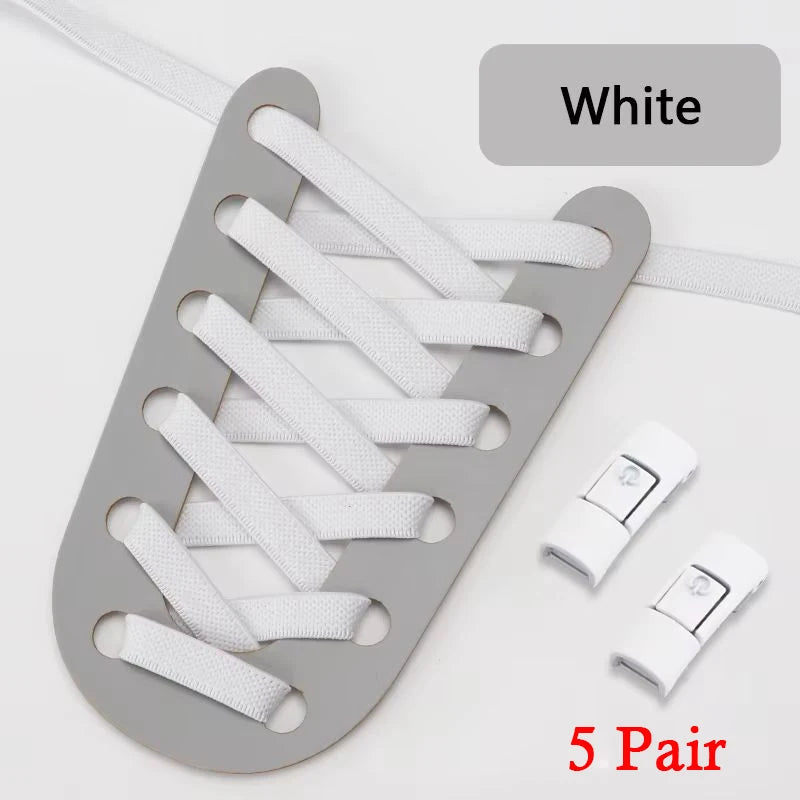 Colorful Press Lock No Tie Shoelace Elastic Shoelaces for Sneakers Sport Tieless Elastic Shoe Laces One Size Fit All Adult Kids - Smarsty