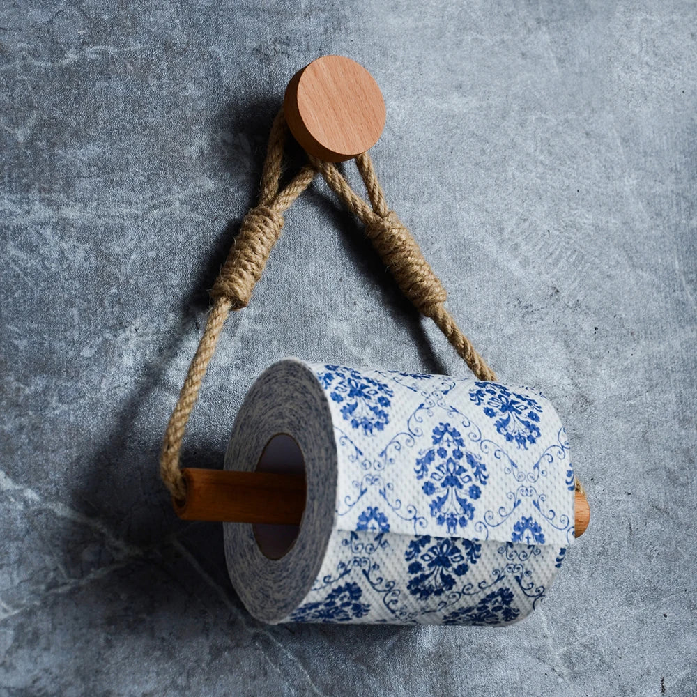 Wooden Wall Mounted Toilet Paper Holder with Towel Rack - Smarsty