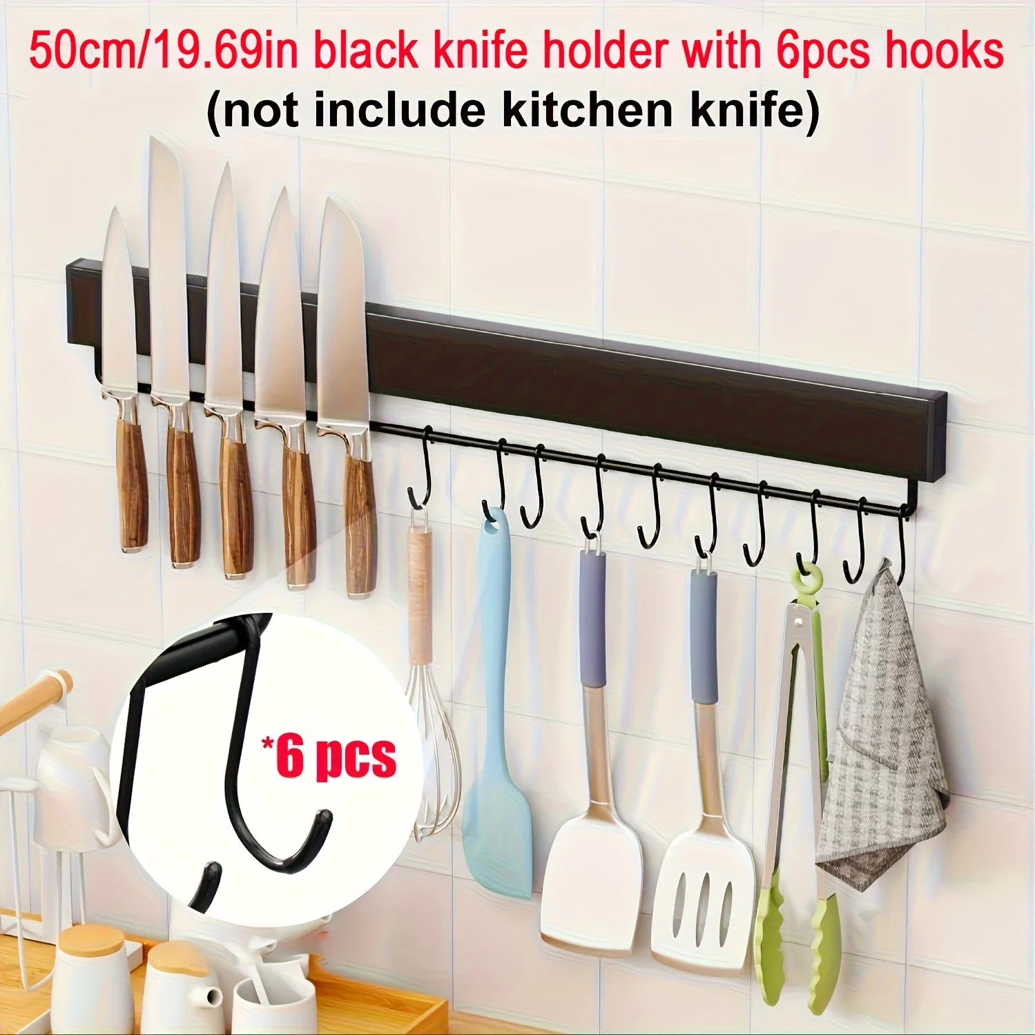 40CM 50CM Stainless Steel Knife Stand Magnetic Knife Holder Wall Block Storage Rack for Knives Kitchen Accessories Organizer by Smarsty