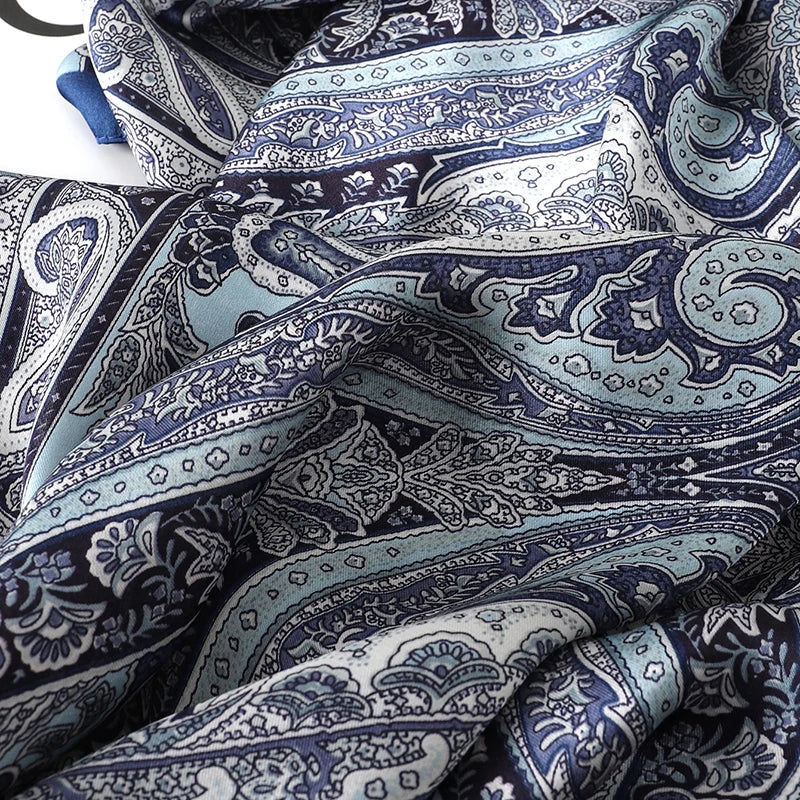 Bohemian Silk Square Scarf for Women Luxury Floral Print - Smarsty