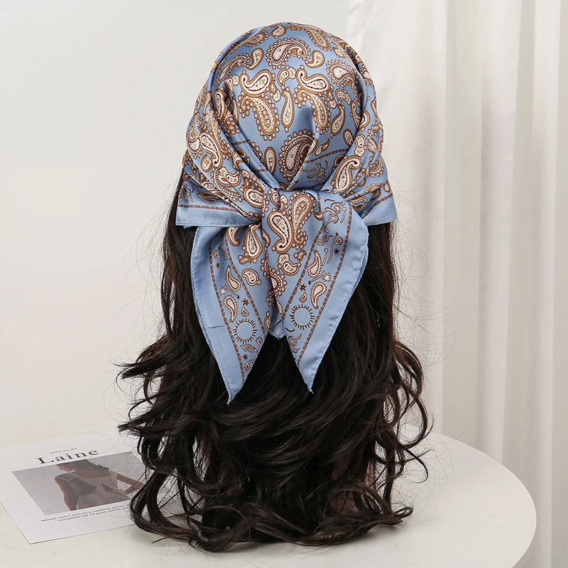 Bohemian Floral Print Silk Scarf for Women Sun Protection - Smarsty