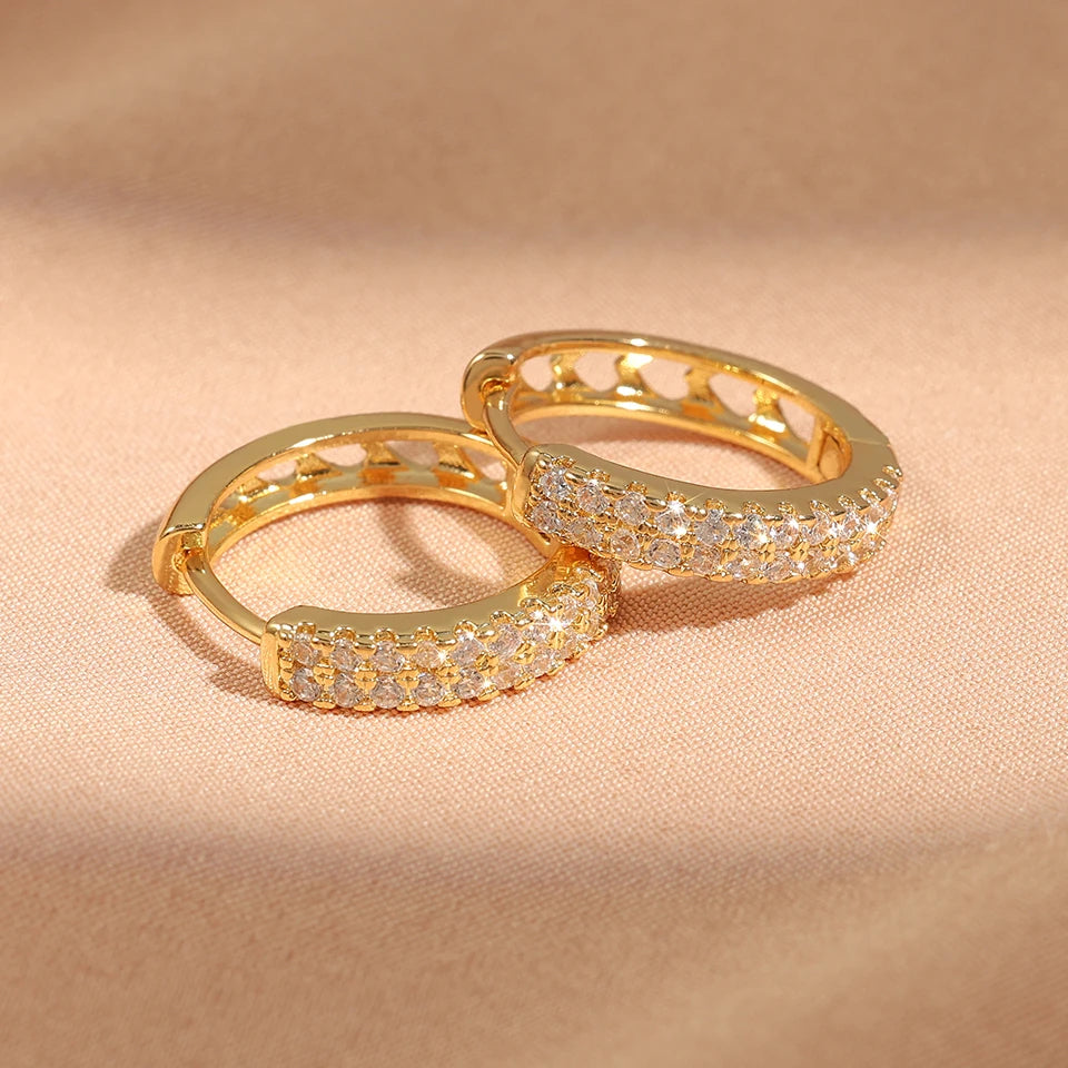 Shiny Zircon Huggie Earrings Tiny Cartilage Hoops Gift - Smarsty