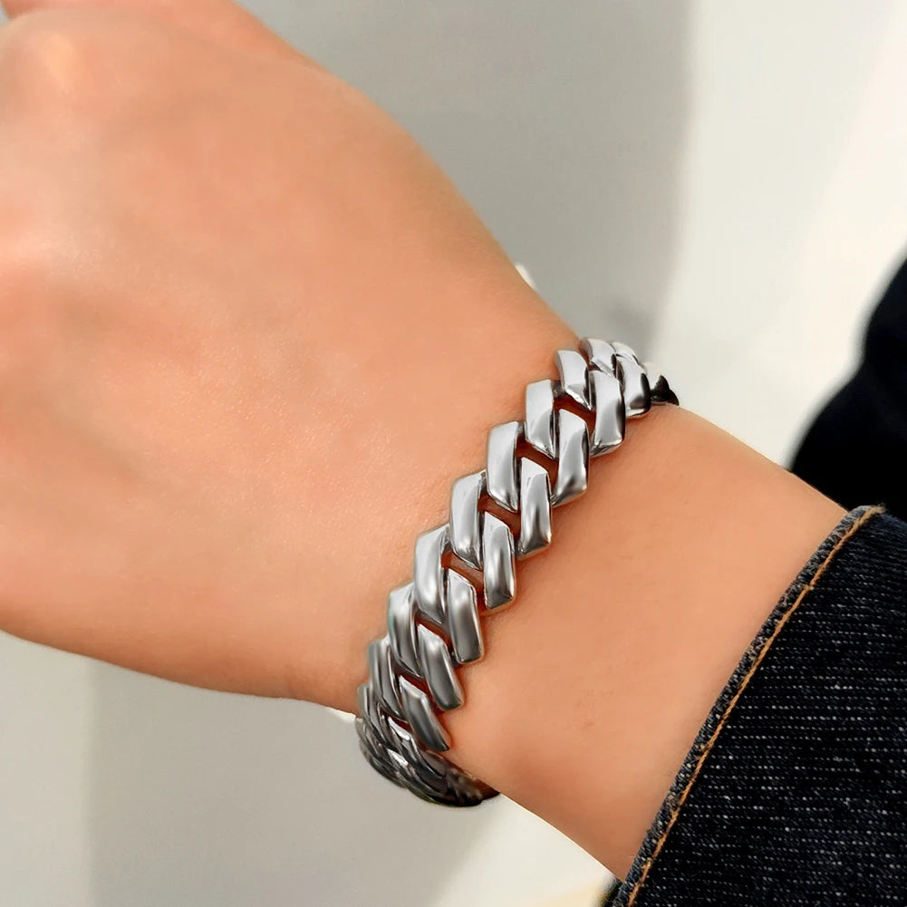 14MM Iced Prong Link Cuban Chain Bracelet for Men and Women - Smarsty