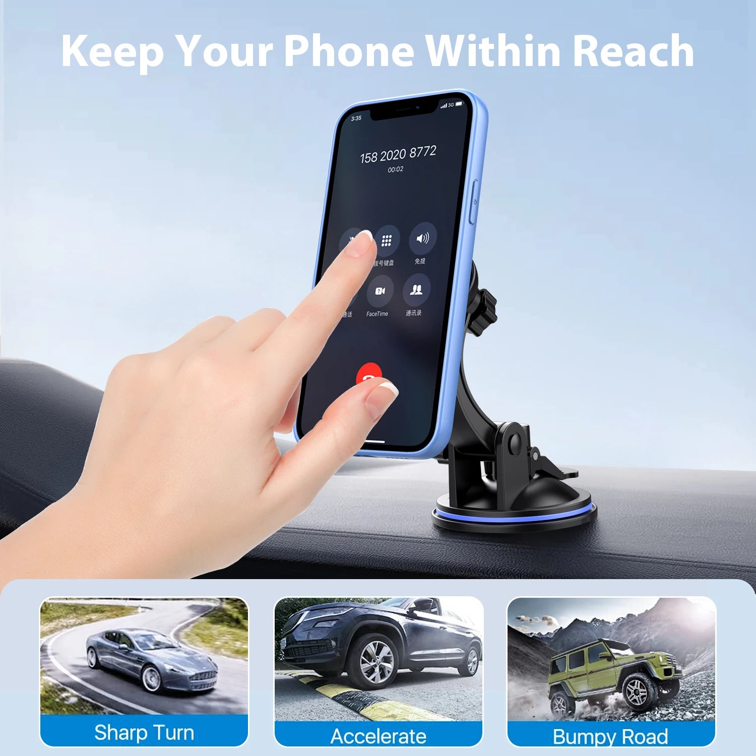 Car Phone Holder Mount With Universal Suction Cup Air Vent - Smarsty