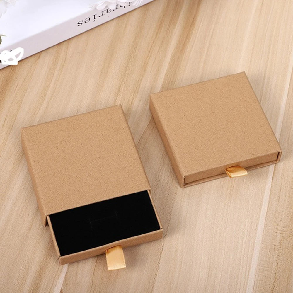 Thick Kraft Paper Jewelry Box With Sponge Insert - Smarsty