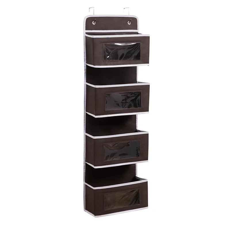 1pc Four-layer Storage Bag Door Hanging Fabric Organizer Bag For Sundries Items Underwear Socks