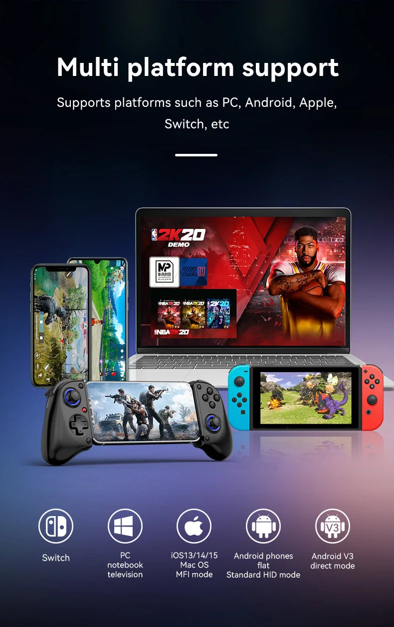 Telescopic Wireless Gamepad Controller for Switch and Mobile Gaming - Smarsty