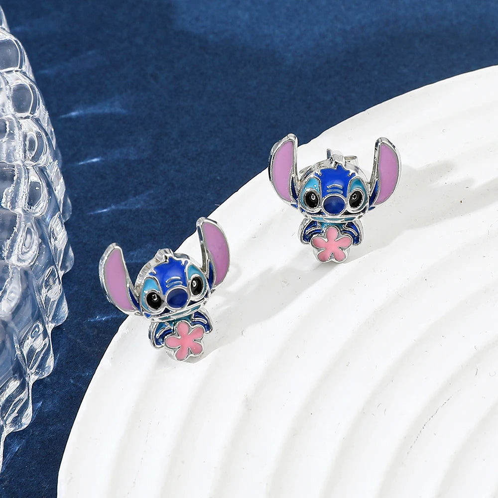 Cute Disney Stitch Flower Stud Earrings for Women and Girls - Smarsty