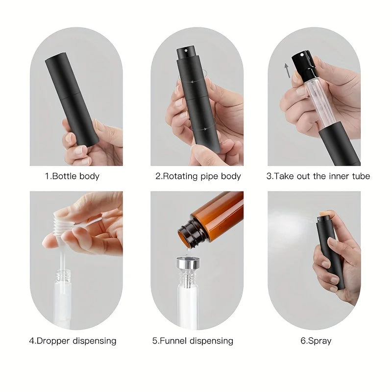 Refillable Travel Perfume Sprayer 10ml Black Container - Smarsty