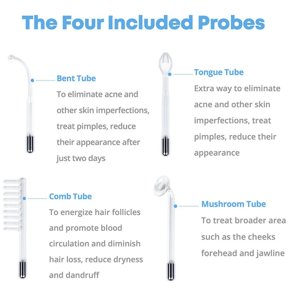 4 in 1 High Frequency Appliance Electrode Tube Wand Electrotherapy Skin Care Facial Spa Tightening Acne Spot Wrinkles Remover - Smarsty