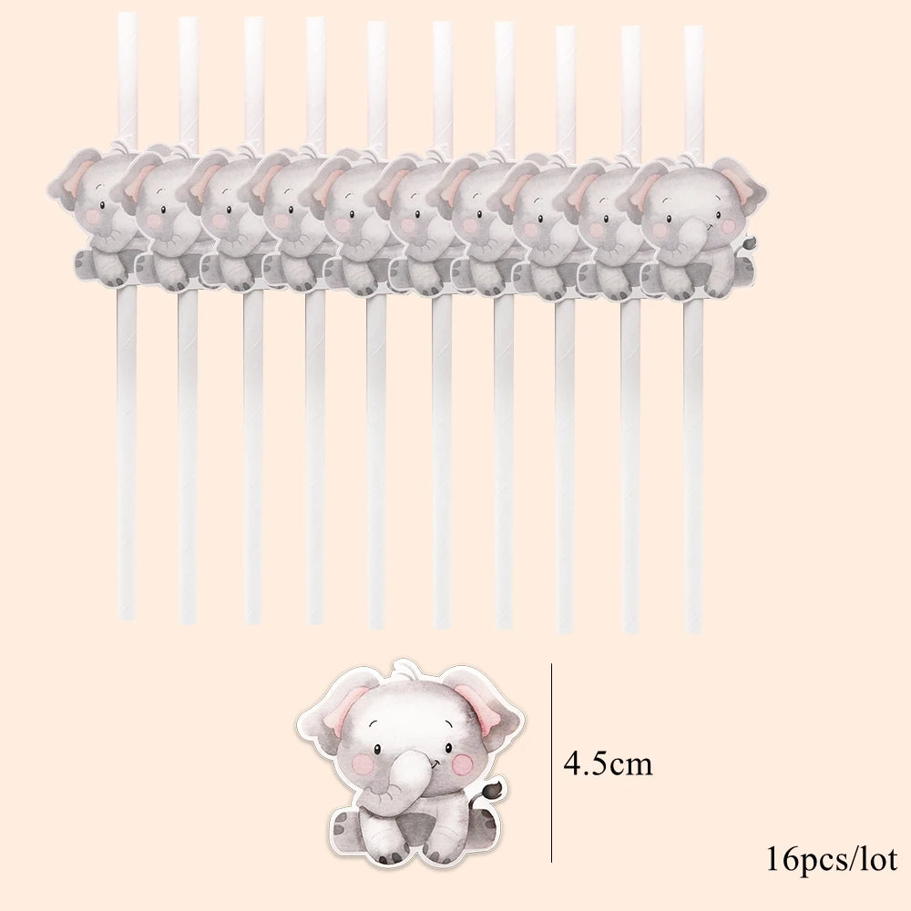 16Pcs Eco-Friendly Wild Animal Paper Straws for Kids Parties - Smarsty